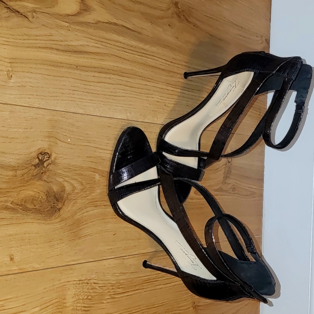 Metallic high heel sandals